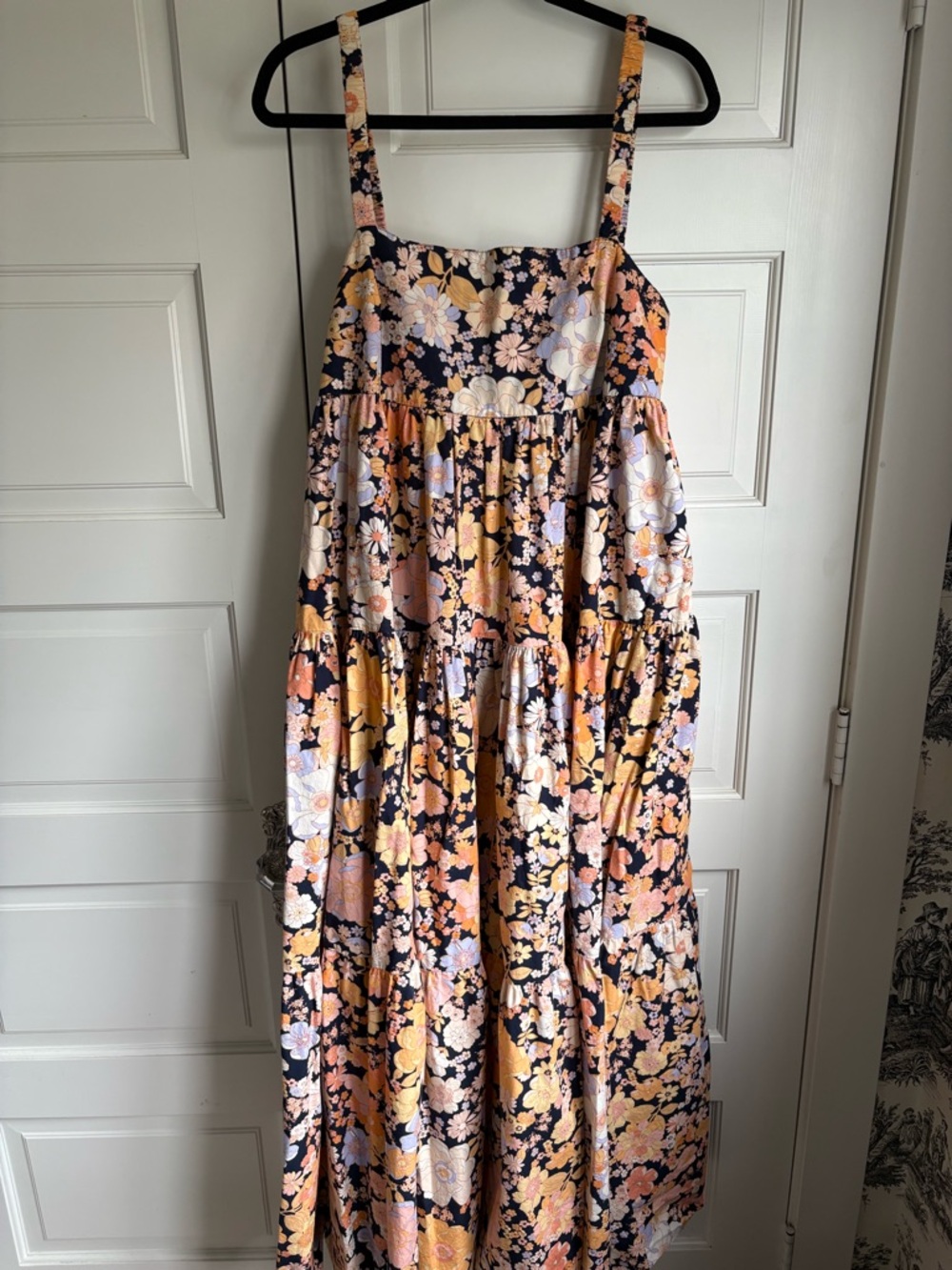 Free People Floral Maxi Dress in Black, Peach & Yellow